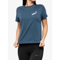 Koszulka damska Inov-8 Graphic Tee SS Skiddaw. Niebieskie bluzki sportowe damskie Inov-8, bez wzorów, bez ramiączek. Za 64.99 zł.