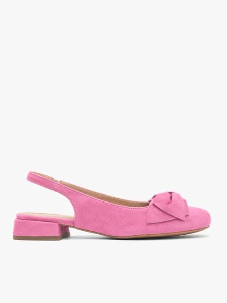 Różowe czółenka slingback bez pięty z kokardką. Czerwone czółenka damskie Brawo sp. z o.o., bez wzorów, z gumy, bez obcasa, na obcasie. W wyprzedaży za 341.99 zł.