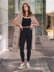 Kamizelka długa - beżowy. Brązowe kamizelki damskie Sinsay, l, z materiału, długie. W wyprzedaży za 42.99 zł.