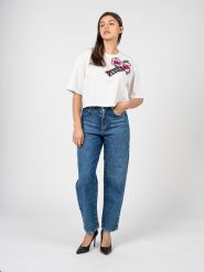 Pinko T-Shirt "Titolato" | 101212 A0VH | Kobieta | Biały. Białe t-shirty damskie Pinko, s, bez wzorów, z bawełny, bez kołnierzyka. W wyprzedaży za 239.00 zł.