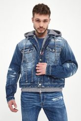 Kurtka męska jeansowa z kapturem DSQUARED2. Kurtki męskie Dsquared2, l, bez wzorów, z jeansu, z kapturem. Za 4,199.00 zł.