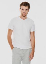 PAKO LORENTE – Biały gładki t-shirt v-neck. Białe t-shirty męskie Pako Lorente, xl, bez wzorów, z bawełny, bez kołnierzyka. Za 69.99 zł.