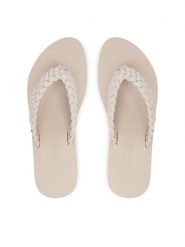 Tommy Hilfiger Japonki Th Wedge Cornrow Beach Sandal FW0FW09037 Écru. Klapki damskie Tommy Hilfiger, bez wzorów, ze skóry, bez obcasa. Za 209.99 zł.