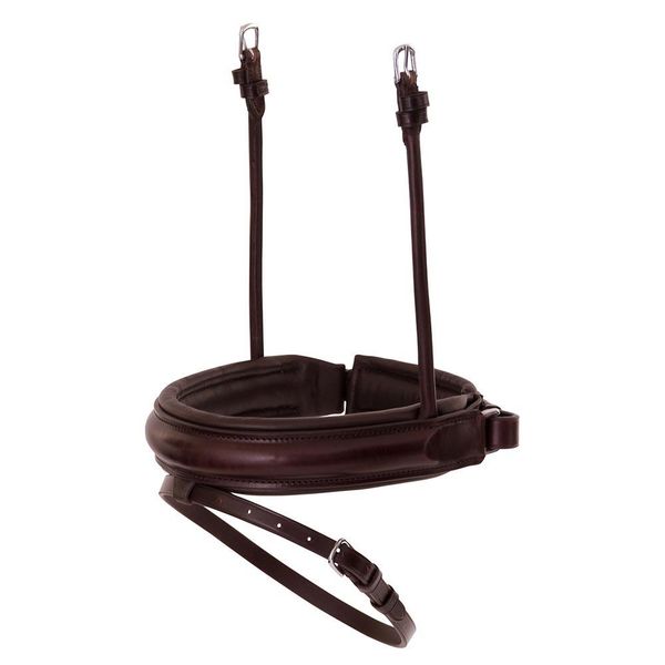 Połączony zakrzywiony skórzany pasek na nos konia BR Equitation Pull-back. Brązowe paski damskie BR, bez wzorów, eleganckie. Za 248.00 zł.