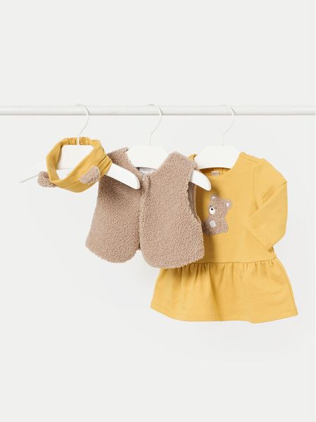 Mayoral Sukienka codzienna 2807 Żółty Regular Fit. Żółte sukienki dziewczęce Mayoral, bez wzorów, z bawełny, bez ramiączek. Za 139.99 zł.