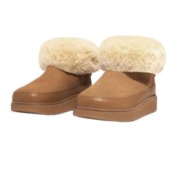 Dwustronne Śniegowce Damskie GenFF Mini Shearling. Brązowe śniegowce damskie FIT FLOP, z materiału. Za 662.99 zł.