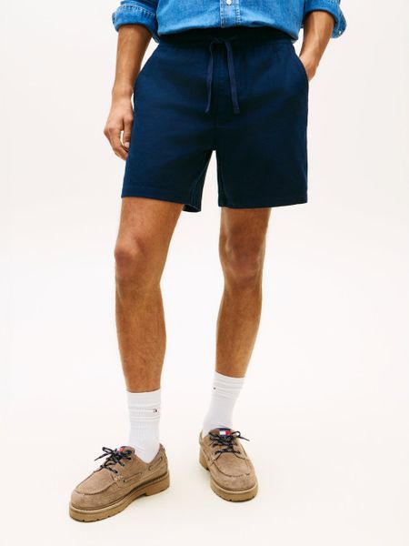 Tommy Jeans szorty z zawartością lnu Mężczyźni Bawełna niebieski, XS. Niebieskie szorty męskie Tommy Jeans, z bawełny, bez kołnierzyka. Za 229.95 zł.