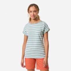 Koszulka marynarska żeglarska damska Decathlon Sailing 100 krótki rękaw. Białe bluzki damskie TRIBORD, l, bez wzorów, z bawełny, bez kołnierzyka. Za 69.99 zł.