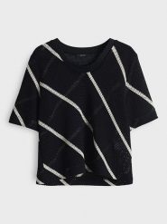 OPUS Sweter "Gemukki" w kolorze czarno-białym rozmiar: 40. Czarne swetry klasyczne damskie Opus, bez kołnierzyka. Za 204.95 zł.