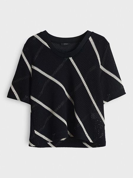 OPUS Sweter "Gemukki" w kolorze czarno-białym rozmiar: 40. Czarne swetry klasyczne damskie Opus, bez kołnierzyka. Za 204.95 zł.