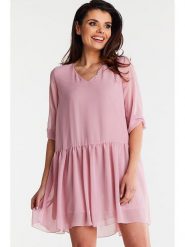 Awama Sukienka w kolorze jasnoróżowym rozmiar: L/XL. Różowe sukienki damskie Awama, l, bez wzorów, bez kołnierzyka, bez ramiączek, mini. Za 100.99 zł.