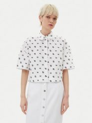KARL LAGERFELD Koszula A2W11033 Biały Relaxed Fit. Białe koszule damskie Karl Lagerfeld, bez wzorów, z bawełny, bez kołnierzyka, bez ramiączek. Za 389.99 zł.
