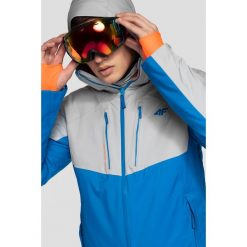 Kurtka narciarska męska KUMN258 - kobalt. Brązowe kurtki męskie 4f, na zimę, m, bez wzorów, z kapturem. W wyprzedaży za 299.99 zł.