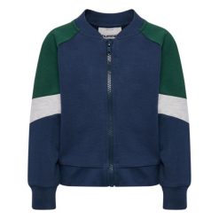 Zippowana bluza dla niemowląt Hummel Block. Niebieskie bluzy i bluzki niemowlęce HUMMEL, bez wzorów, z dresówki, bez ramiączek, bez kaptura. Za 170.00 zł.