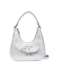 Calvin Klein Torebka Bold Ck Outline Mtl Shoulder Bag LV04F3897G Srebrny. Szare torebki klasyczne damskie CALVIN KLEIN, bez wzorów, ze skóry, bez dodatków. Za 409.99 zł.