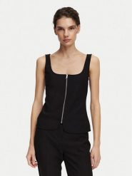 Calvin Klein Top LV044G235G Czarny Regular Fit. Czarne topy damskie CALVIN KLEIN, m, bez wzorów, z syntetyku, bez kołnierzyka. Za 329.99 zł.