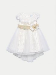 Abel & Lula Sukienka elegancka 5006 Biały Regular Fit. Białe sukienki dziewczęce Abel & Lula, bez wzorów, z syntetyku, eleganckie, bez ramiączek. Za 259.99 zł.