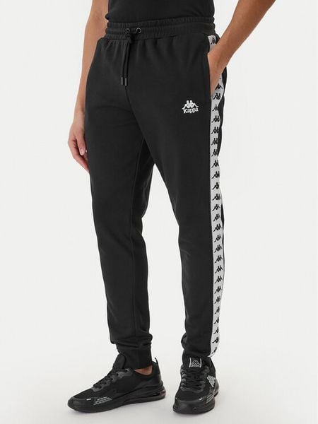 Kappa Spodnie dresowe Banda Alanz 3 321Y8FW Czarny Comfort Fit. Czarne spodnie dresowe męskie Kappa, bez wzorów, z bawełny. Za 120.99 zł.