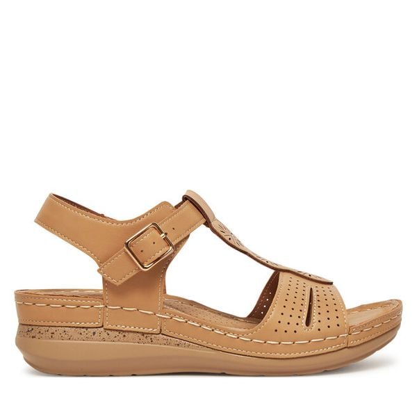 Sandały Clara Barson. Brązowe sandały damskie Clara Barson, bez wzorów, bez obcasa, na koturnie. Za 99.99 zł.