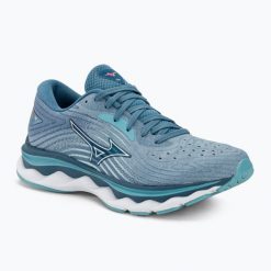 Buty do biegania damskie Mizuno Wave Sky 6 blue shadow/white/milky blue. Niebieskie obuwie do biegania damskie Mizuno, mizuno wave. Za 319.99 zł.