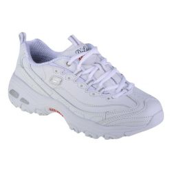 Buty sportowe Sneakersy damskie, Skechers D'Lites-Fresh Start. Białe buty sportowe na co dzień damskie Skechers, bez wzorów, ze skóry, trekkingowe. Za 299.99 zł.