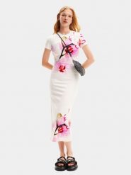Desigual Sukienka letnia Lila 24SWVK41 Biały Regular Fit. Białe sukienki damskie Desigual, na lato, m, bez wzorów, z wiskozy, bez kołnierzyka, bez ramiączek. Za 839.99 zł.