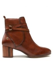 Pikolinos Botki W1Z-8841 Brązowy. Brązowe botki damskie Pikolinos, ze skóry, bez obcasa, na słupku, bez zapięcia. Za 649.99 zł.