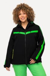 Damskie Kurtka narciarska stretch wodoodporna 2-kierunkowy zamek błyskawiczny. Czarne kurtki damskie Ulla Popken, plus size, bez wzorów, z elastanu, z kapturem, narciarskie. Za 1,399.99 zł.
