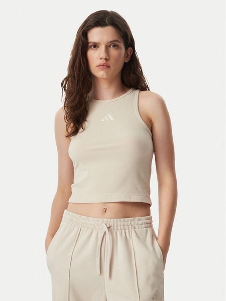 Adidas Top Kit Small Logo Rib Tank KS7834 Kremowy Slim Fit. Białe topy damskie Adidas, xs, bez wzorów, z bawełny, bez kołnierzyka. Za 129.99 zł.