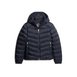 Damska kurtka puchowa Superdry. Niebieskie kurtki damskie Superdry., xs, bez wzorów, z materiału, z kapturem. Za 665.60 zł.