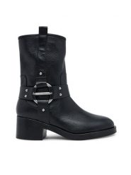 KARL LAGERFELD Botki Brooklyn KL41770 Czarny. Czarne botki damskie Karl Lagerfeld, ze skóry, bez obcasa, na płaskiej podeszwie, bez zapięcia. Za 1,059.00 zł.