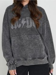 Bluza hoodie z efektem sprania AC/DC - czarny. Czarne bluzy bez kaptura damskie Sinsay, l. Za 79.99 zł.