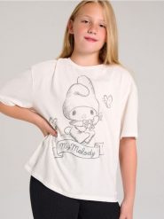 Koszulka My Melody - kremowy. Białe koszulki dziewczęce Sinsay, l, bez wzorów, bez ramiączek. Za 17.99 zł.