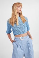 Sweter damski ażurowy Celebre MARELLA MONOCHROME. Swetry klasyczne damskie Marella, l, bez kołnierzyka. W wyprzedaży za 603.85 zł.