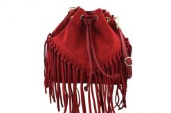 Listonoszka skórzana boho BARBERINI'S czerwona 941-13. Czerwone shopper bag damskie Barberinis, bez wzorów, ze skóry, małe, zamszowe, bez dodatków. Za 223.99 zł.