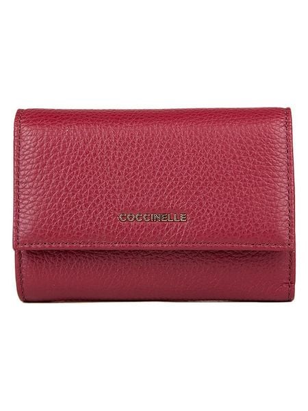 COCCINELLE Skórzany portfel w kolorze czerwonym - 14 x 10 cm rozmiar: onesize. Czerwone portfele damskie Coccinelle, bez wzorów, z materiału. Za 457.95 zł.