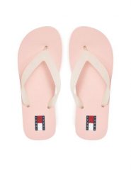 Tommy Jeans Japonki Tjw Logo Flip Flop EN0EN02447 Różowy. Czerwone klapki damskie Tommy Jeans, bez wzorów, z jeansu, bez obcasa. Za 109.99 zł.
