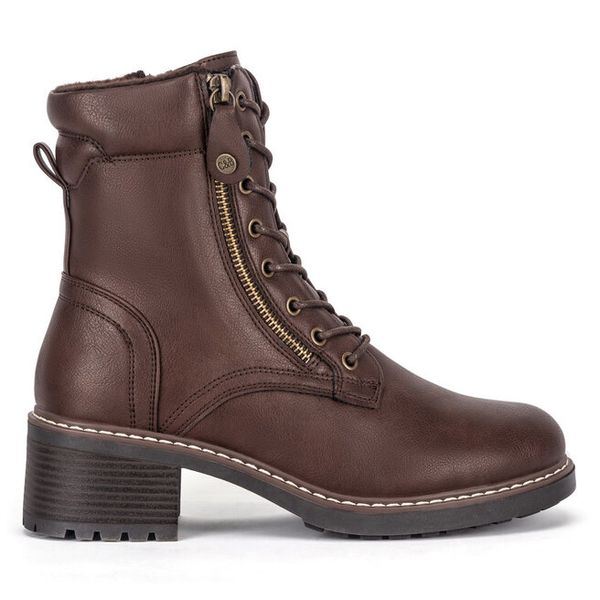 Trzewiki Clara Barson. Brązowe botki damskie Clara Barson, bez obcasa, na słupku, bez zapięcia. Za 159.99 zł.