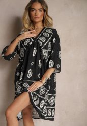 Granatowa Sukienka z Wiskozy w Stylu Boho Virisna. Niebieskie sukienki damskie Renee, na imprezę, na lato, l, z aplikacjami, z wiskozy, boho, bez kołnierzyka, bez ramiączek, midi. W wyprzedaży za 52.49 zł.