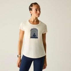 Damska koszulka z krótkim rękawem i grafiką Serenity. Białe t-shirty damskie Dare 2b, bez wzorów, z lyocellu, bez kołnierzyka. Za 139.99 zł.