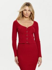 Guess Kardigan W5RR08 Z2V62 Czerwony Regular Fit. Czerwone kardigany damskie Guess, xl, z aplikacjami, z wiskozy. Za 209.99 zł.