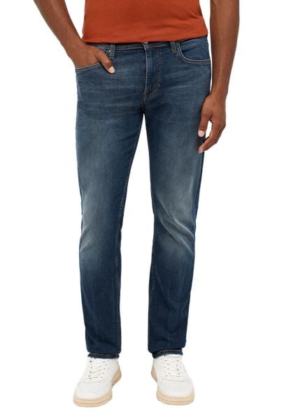 Męskie Spodnie Jeansowe Mustang Style Vegas Slim Denim Blue 1014590 5000 783. Niebieskie spodnie materiałowe męskie Mustang, bez wzorów, z denimu. Za 219.99 zł.