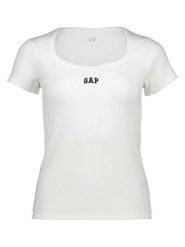 GAP Koszulka w kolorze białym rozmiar: M. Białe t-shirty damskie GAP, m, bez wzorów, prążkowane, bez kołnierzyka. Za 59.95 zł.