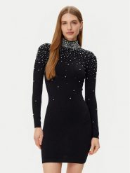 Guess Sukienka codzienna 5RGK35 5015Z Czarny Regular Fit. Czarne sukienki damskie Guess, na co dzień, z aplikacjami, z wiskozy, bez kołnierzyka, bez ramiączek, proste. Za 859.99 zł.
