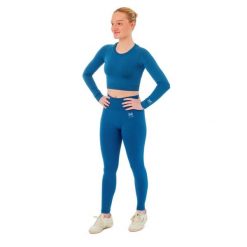 Damski zestaw sportowy Xtreme - legginsy sportowe + sportowy Croptop - Niebieski. Niebieskie legginsy damskie XTREME SOCKSWEAR, s, bez wzorów, z materiału. Za 199.42 zł.