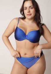 Niebieskie Bikini Biustonosz i Figi z Ozdobnym Marszczeniem i Aplikacją Periete. Niebieskie bikini damskie Born2be, z aplikacjami. Za 99.99 zł.