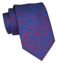 Klasyczny Krawat Męski - ALTIES - Niebieski w Duży Wzór. Niebieskie krawaty i muchy męskie Alties, bez wzorów, z tkaniny, eleganckie. Za 49.00 zł.