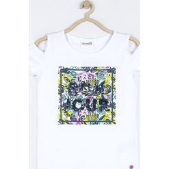 Coccodrillo - T-shirt dziecięcy 128-158 cm. Białe koszulki dziewczęce COCCODRILLO, z aplikacjami, z bawełny, bez ramiączek. W wyprzedaży za 19.90 zł.