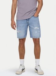 Only & Sons Szorty jeansowe Edge 22029647 Niebieski Straight Fit. Niebieskie szorty męskie Only & Sons, z bawełny, bez kołnierzyka. Za 129.99 zł.