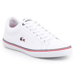Trampki Lacoste Lerond M 7-35CAM014821G białe. Białe trampki i tenisówki męskie z aplikacjami, z materiału, bez zapięcia. Za 544.84 zł.